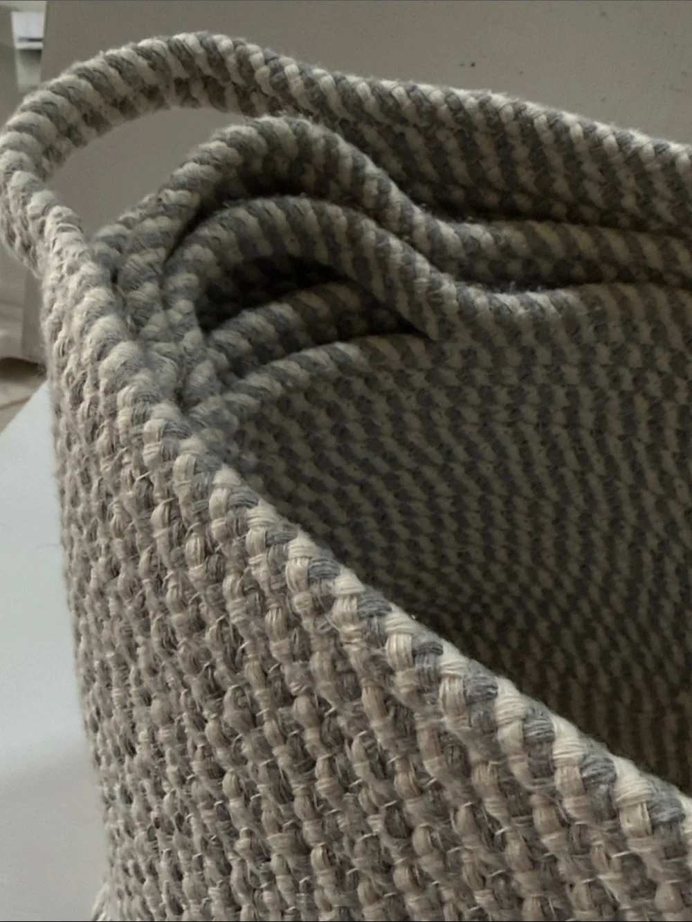 JVL Edison Gray /White Woven Rope Storage 3  Nesting Baskets with Handles Cotton